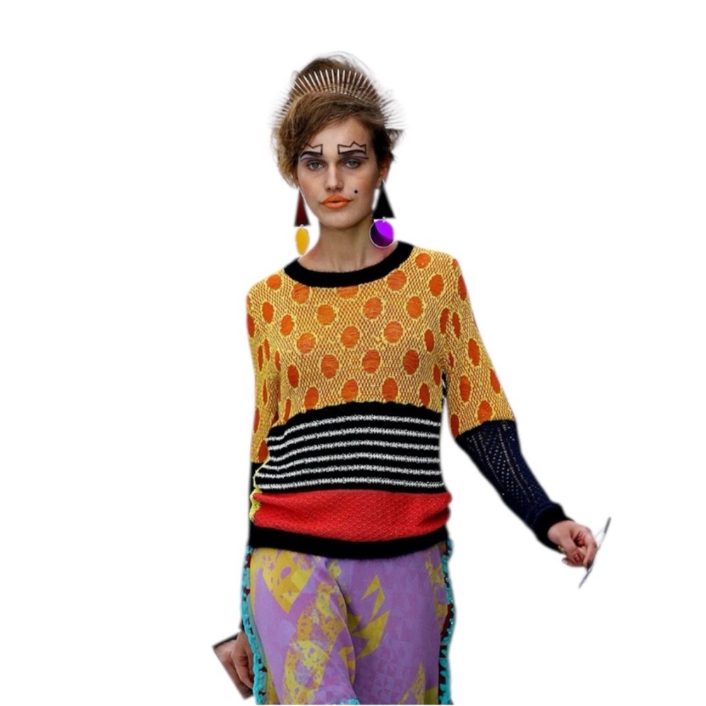 LOUISE GRAY Vibrant Sculptural
Knitwear Accents Size Small